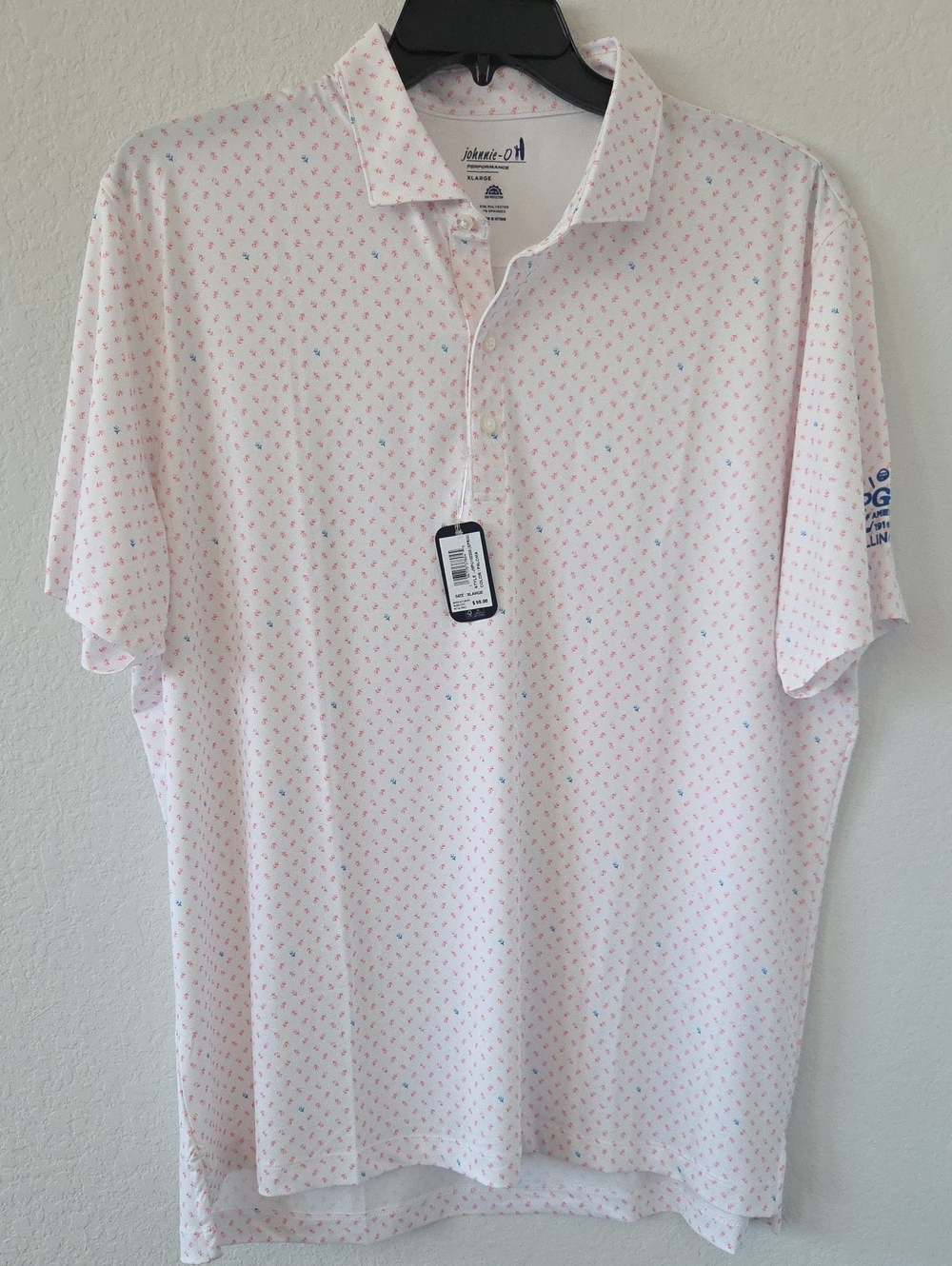 johnnie-O Pink White Paloma PGA Illinois Golf Performance  Polo XL JMPO100200